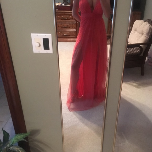 Coral evening dress - Picture 6 of 8